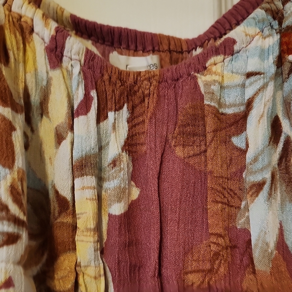 Maurices Mauve Floral Puff-Sleeve Peasant Blouse - Picture 6 of 7
